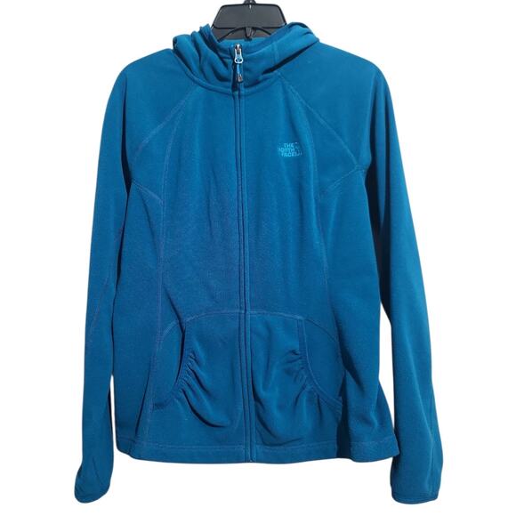 The North Face Blue TKA Fleece Hooded Full Zip Jacket Size Medium - Picture 1 of 6